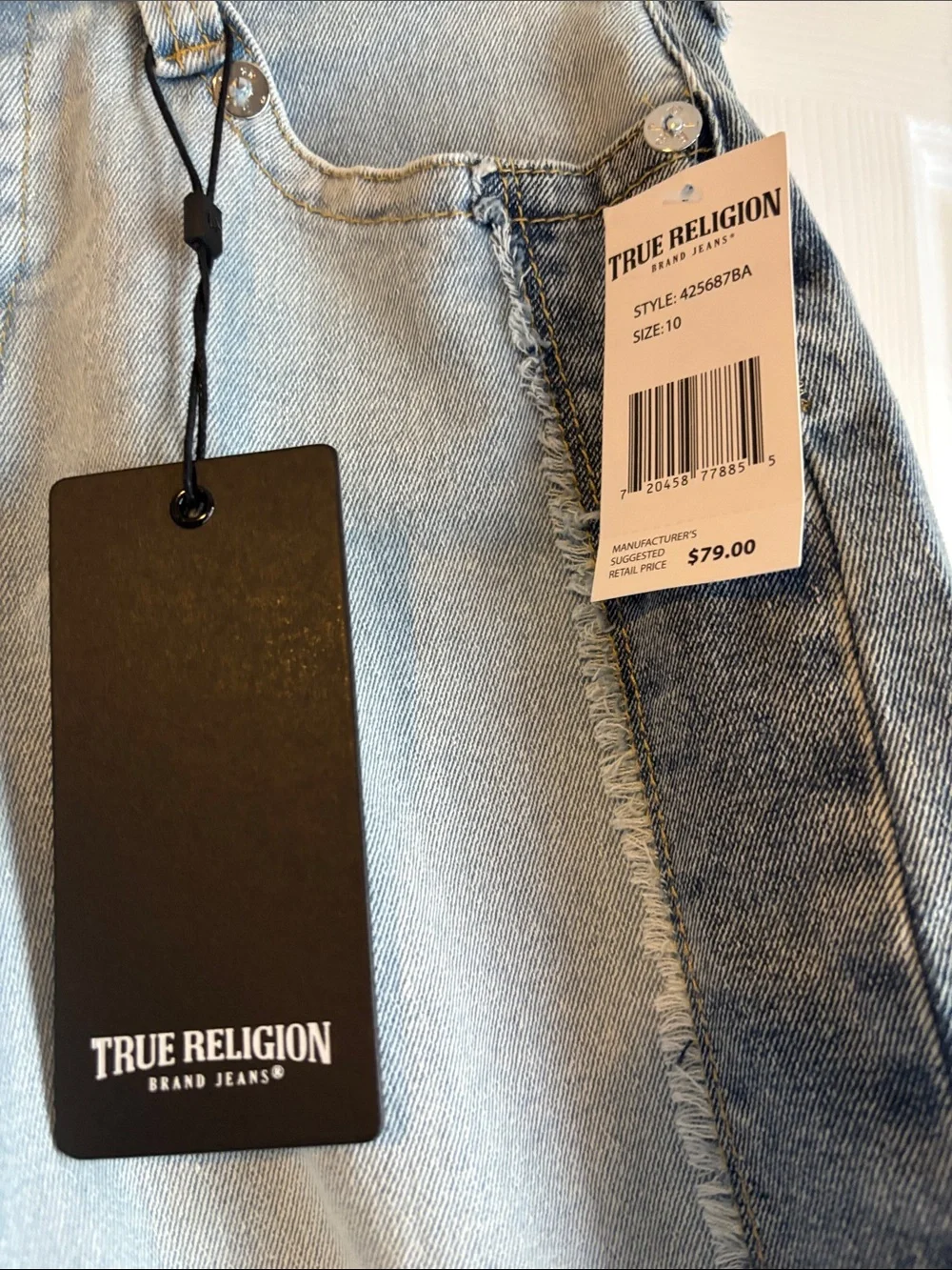 True Religion Two-Tone Light and Dark Blue Panel Jeans barrel jeans girls